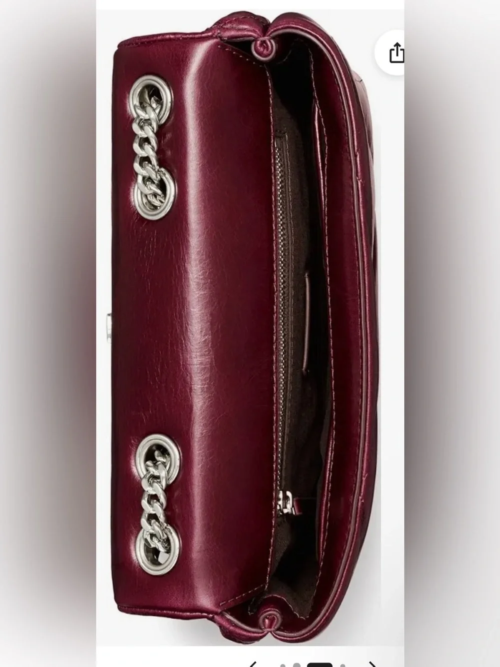 Tory Burch Kira Leather Diamond Quilted Shoulder Bag. Color:Dark Carmine.